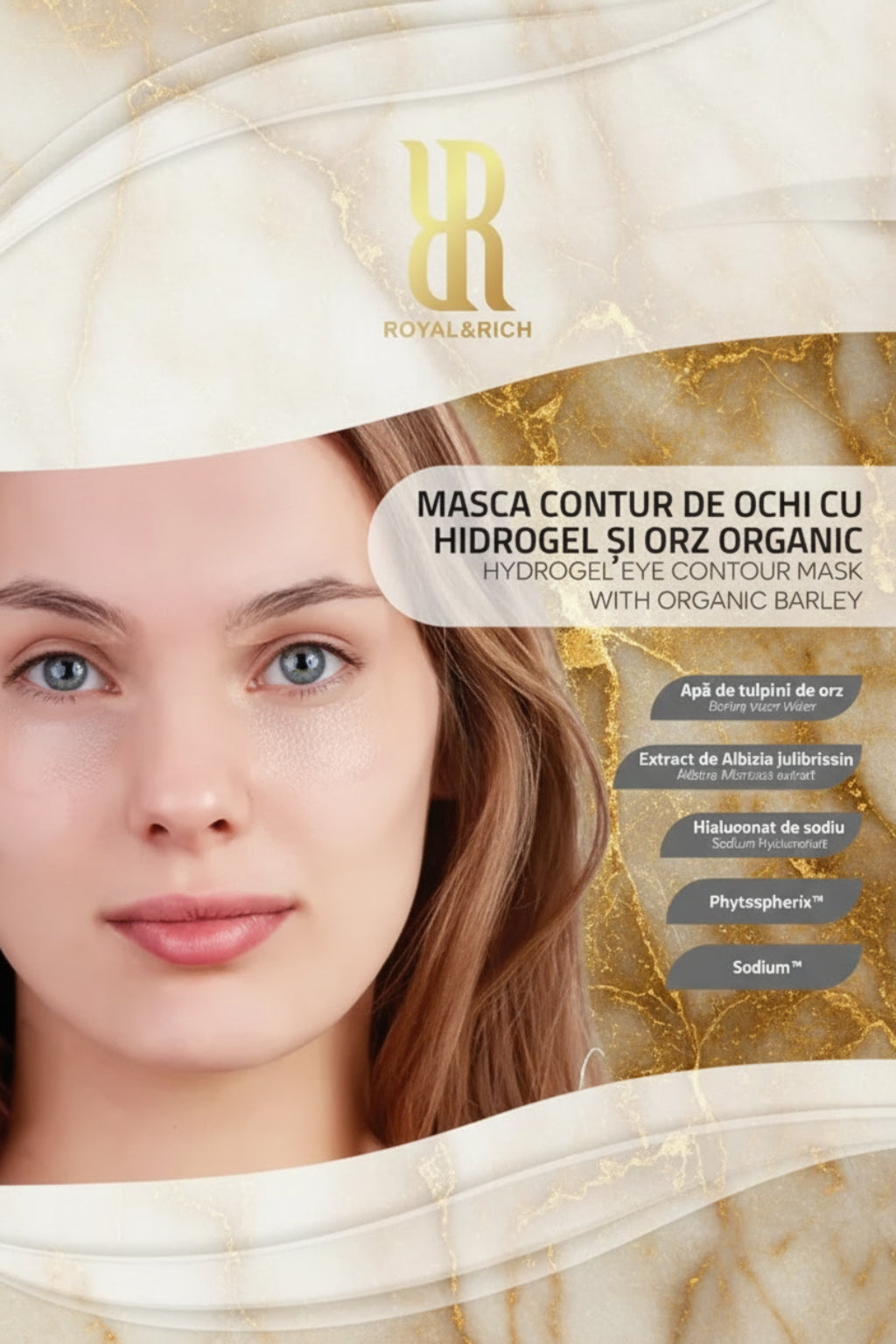 Mască contur ochi cu hidrogel și orz organic RoyalRichRO